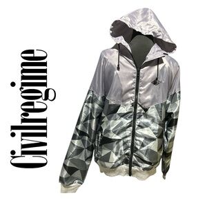 Civil Regime Men’s Streetwear Nylon Zip Front Graphic‎ Jacket - Size XL